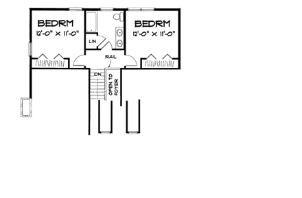 Traditional House Plan 67204 with 3 Beds, 2 Baths, 2 Car Garage Second Level Plan