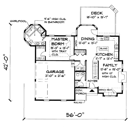 Traditional House Plan 67205 with 3 Beds, 3 Baths, 2 Car Garage First Level Plan