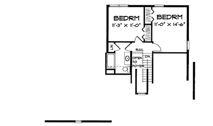 Traditional House Plan 67205 with 3 Beds, 3 Baths, 2 Car Garage Second Level Plan