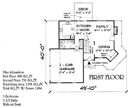 Farmhouse House Plan 67207 with 3 Beds, 3 Baths, 2 Car Garage First Level Plan