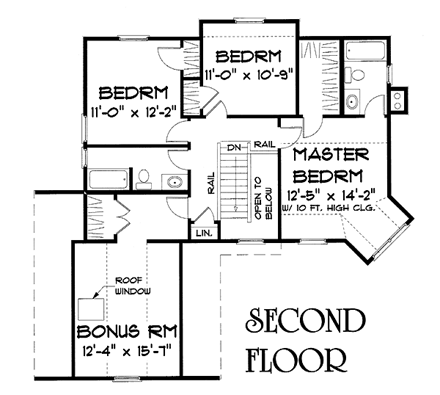 Farmhouse House Plan 67207 with 3 Beds, 3 Baths, 2 Car Garage Second Level Plan