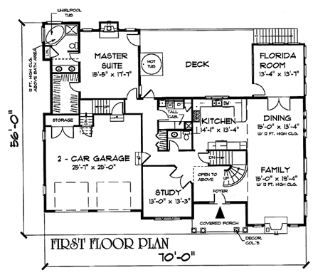 Traditional House Plan 67210 with 3 Beds, 3 Baths, 2 Car Garage First Level Plan