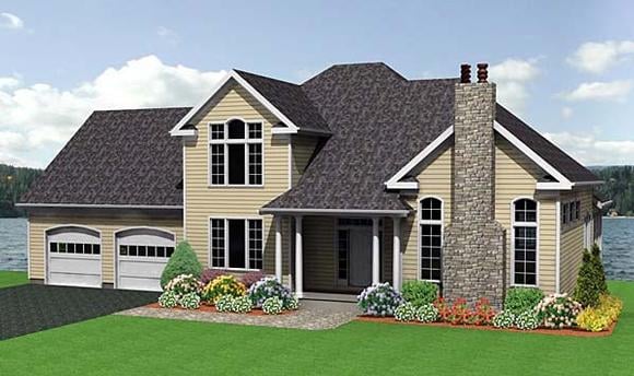 Traditional House Plan 67210 with 3 Beds, 3 Baths, 2 Car Garage Elevation