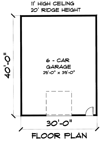 Narrow Lot, One-Story 6 Car Garage Plan 67214 First Level Plan