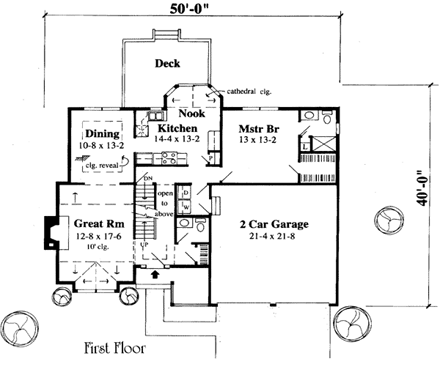 Traditional House Plan 67229 with 3 Beds, 3 Baths, 2 Car Garage First Level Plan
