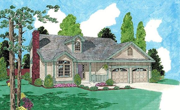 Traditional House Plan 67229 with 3 Beds, 3 Baths, 2 Car Garage Elevation