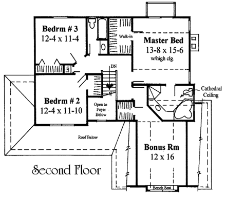 Farmhouse House Plan 67234 with 3 Beds, 3 Baths, 2 Car Garage Second Level Plan