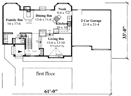 Florida House Plan 67237 with 3 Beds, 3 Baths, 2 Car Garage First Level Plan