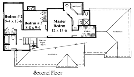 Florida House Plan 67237 with 3 Beds, 3 Baths, 2 Car Garage Second Level Plan