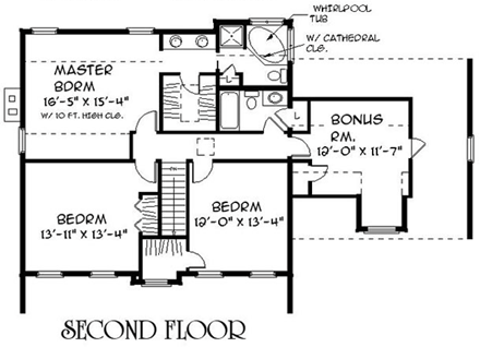 Farmhouse House Plan 67238 with 3 Beds, 3 Baths, 2 Car Garage Second Level Plan