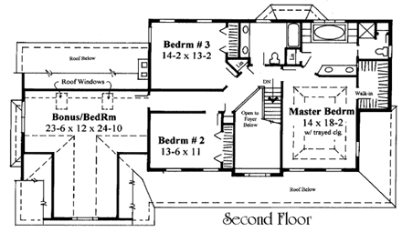 Farmhouse House Plan 67242 with 3 Beds, 3 Baths, 3 Car Garage Second Level Plan
