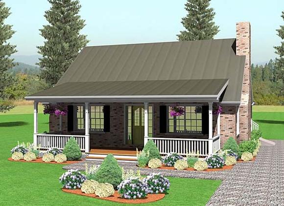 Country, Narrow Lot House Plan 67243 with 3 Beds, 2 Baths Elevation