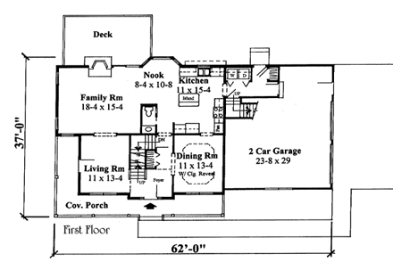 Farmhouse House Plan 67246 with 3 Beds, 3 Baths, 2 Car Garage First Level Plan