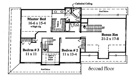 Farmhouse House Plan 67246 with 3 Beds, 3 Baths, 2 Car Garage Second Level Plan