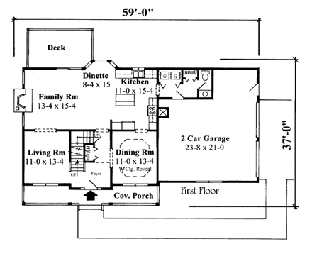 Farmhouse House Plan 67247 with 3 Beds, 3 Baths, 2 Car Garage First Level Plan