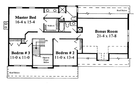 Farmhouse House Plan 67247 with 3 Beds, 3 Baths, 2 Car Garage Second Level Plan