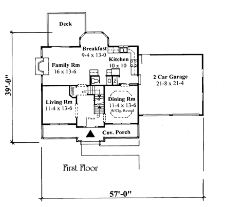 Farmhouse House Plan 67252 with 3 Beds, 3 Baths, 2 Car Garage First Level Plan