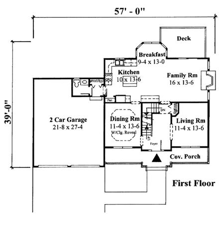 Farmhouse House Plan 67253 with 3 Beds, 3 Baths, 2 Car Garage First Level Plan