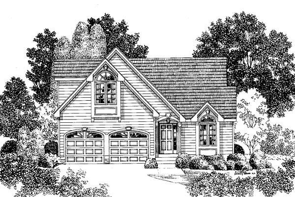 Narrow Lot, Traditional House Plan 67254 with 3 Beds, 3 Baths, 2 Car Garage Elevation