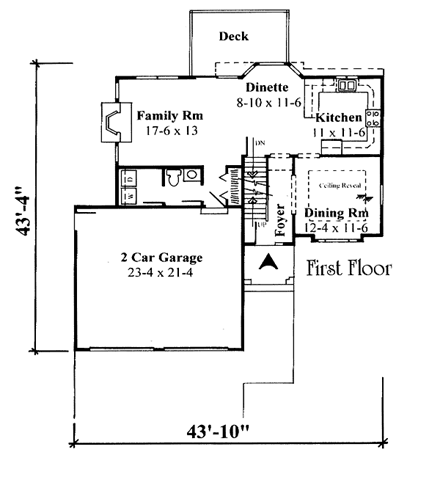 Traditional House Plan 67255 with 3 Beds, 3 Baths, 2 Car Garage First Level Plan