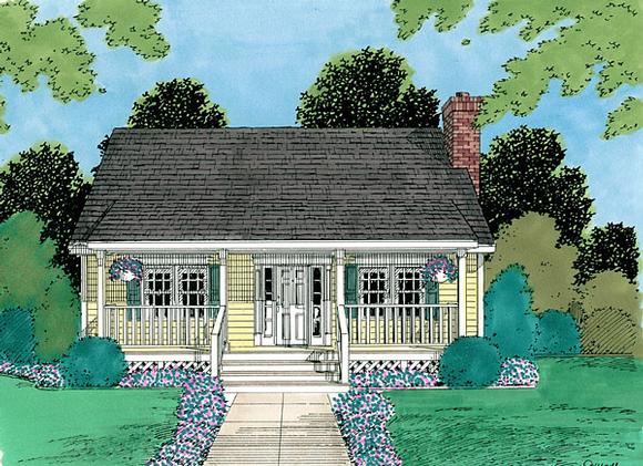 Narrow Lot, Ranch House Plan 67258 with 3 Beds, 2 Baths Elevation
