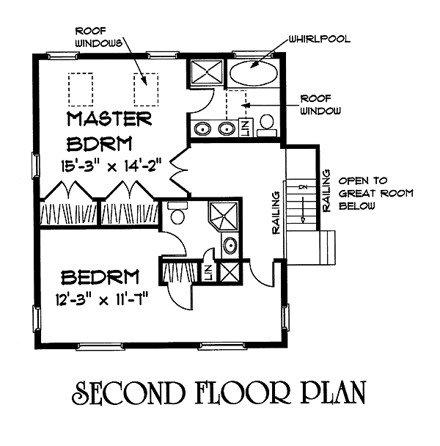 Contemporary House Plan 67260 with 3 Beds, 3 Baths, 2 Car Garage Second Level Plan