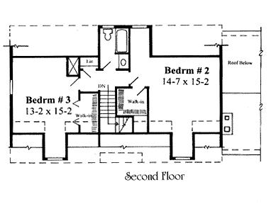 Cape Cod House Plan 67264 with 3 Beds, 3 Baths, 2 Car Garage Second Level Plan