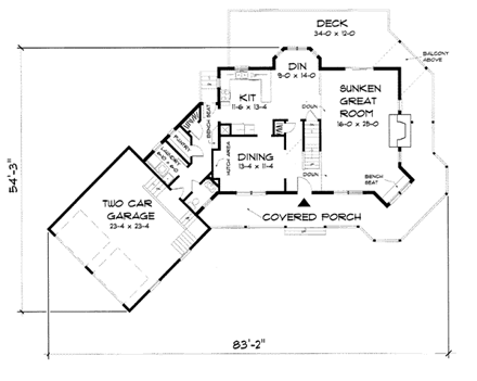 Farmhouse House Plan 67272 with 3 Beds, 3 Baths, 2 Car Garage First Level Plan