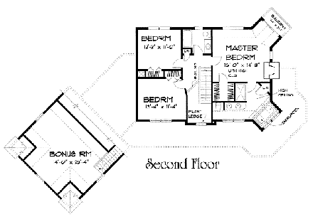 Farmhouse House Plan 67272 with 3 Beds, 3 Baths, 2 Car Garage Second Level Plan