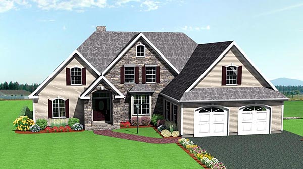 House Plan 67285 with 3 Beds, 3 Baths, 2 Car Garage Elevation