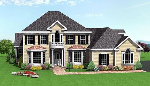 Colonial House Plan 67286 with 5 Beds, 4 Baths, 3 Car Garage Elevation