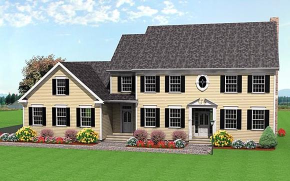 Colonial House Plan 67287 with 3 Beds, 3 Baths, 3 Car Garage Elevation