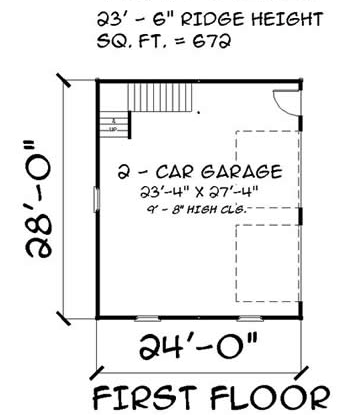 2 Car Garage Plan 67299 First Level Plan