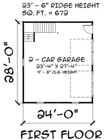 2 Car Garage Plan 67301 Level One