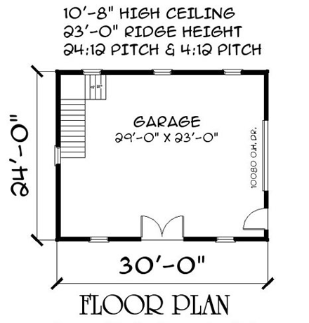 1 Car Garage Plan 67302 First Level Plan