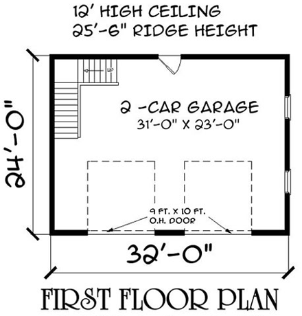 2 Car Garage Plan 67304 First Level Plan
