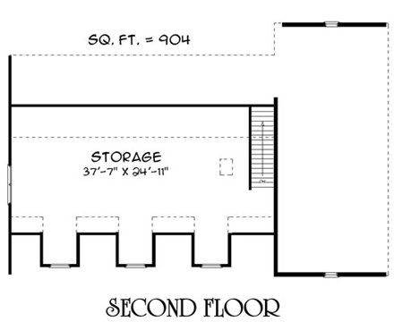 4 Car Garage Plan 67306, RV Storage Second Level Plan