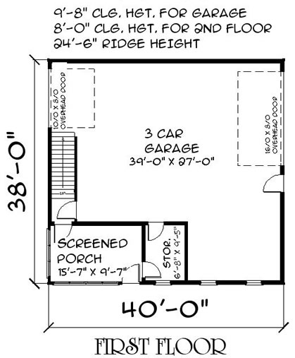 3 Car Garage Apartment Plan 67307 First Level Plan