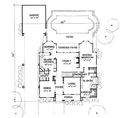 Mediterranean House Plan 67408 with 4 Beds, 4 Baths, 2 Car Garage First Level Plan