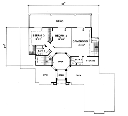 Traditional House Plan 67418 with 3 Beds, 4 Baths, 2 Car Garage Second Level Plan