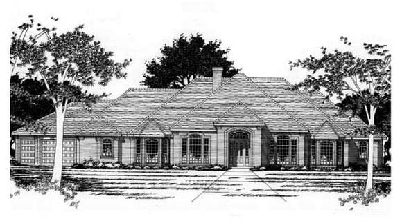 One-Story, Traditional House Plan 67454 with 3 Beds, 6 Baths, 3 Car Garage Elevation