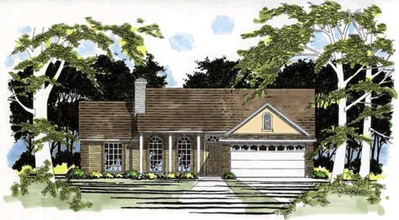 One-Story, Traditional House Plan 67603 with 3 Beds, 2 Baths, 2 Car Garage Elevation