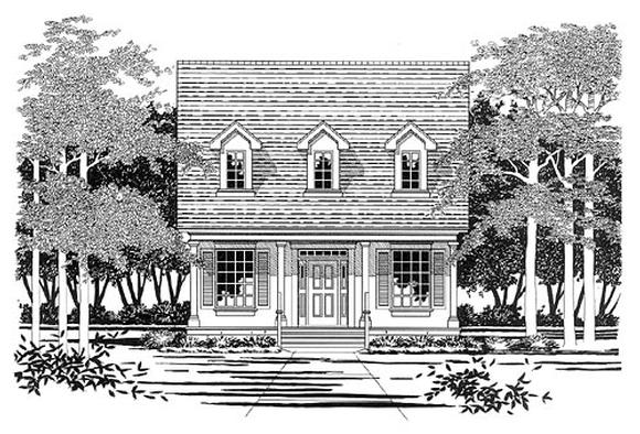 Cape Cod House Plan 67606 with 2 Beds, 3 Baths Elevation