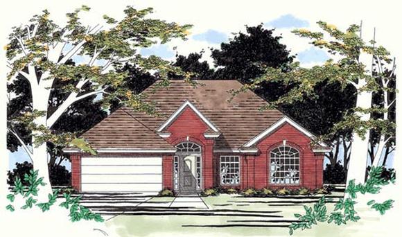 One-Story, Ranch House Plan 67607 with 3 Beds, 2 Baths, 2 Car Garage Elevation