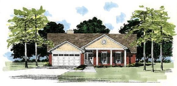 Ranch House Plan 67608 with 3 Beds, 2 Baths, 2 Car Garage Elevation
