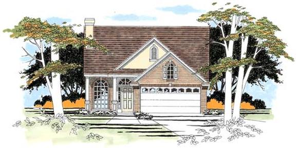 Narrow Lot, Traditional House Plan 67610 with 3 Beds, 3 Baths, 2 Car Garage Elevation