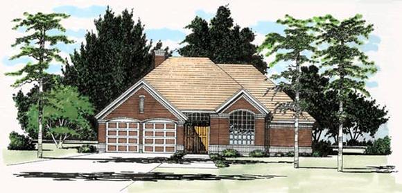 European, One-Story House Plan 67613 with 3 Beds, 2 Baths, 2 Car Garage Elevation