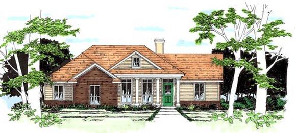 One-Story, Traditional House Plan 67614 with 3 Beds, 2 Baths, 2 Car Garage Elevation