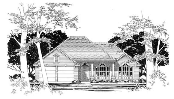 European, One-Story House Plan 67616 with 3 Beds, 2 Baths, 2 Car Garage Elevation