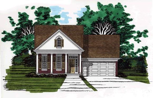 Narrow Lot, One-Story, Traditional House Plan 67623 with 3 Beds, 2 Baths, 1 Car Garage Elevation